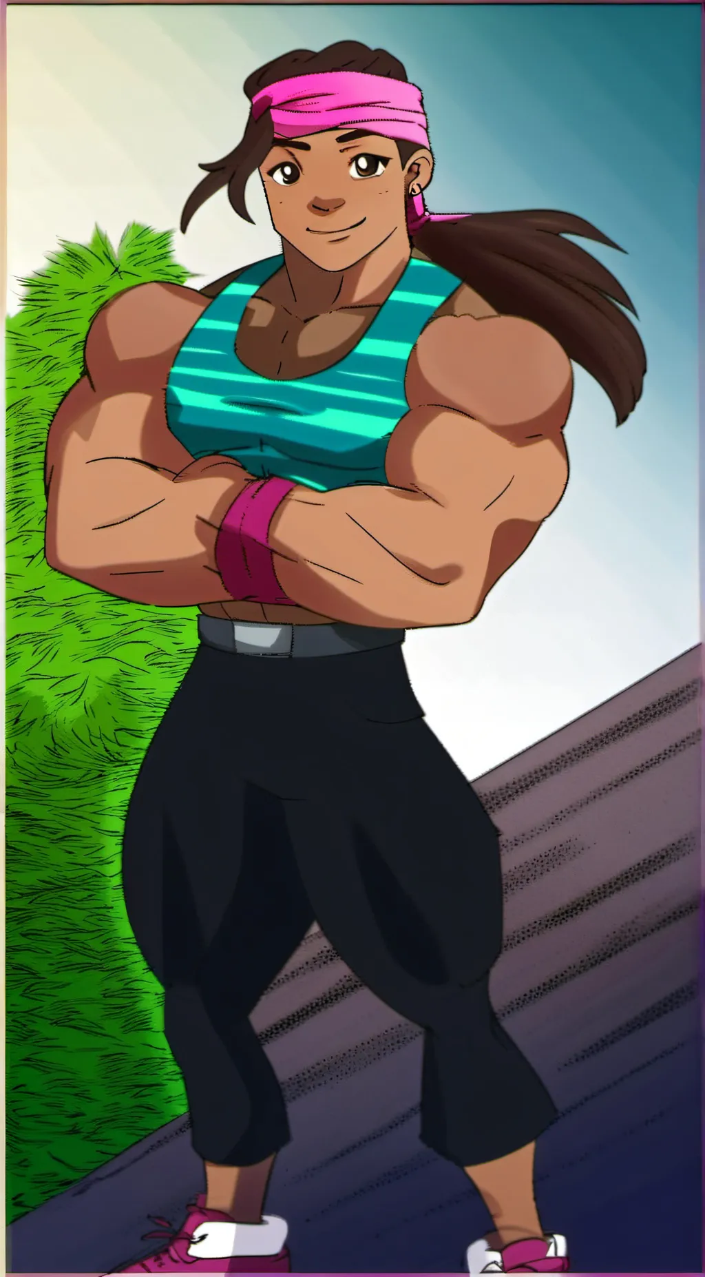 ai character: muscular izzy background