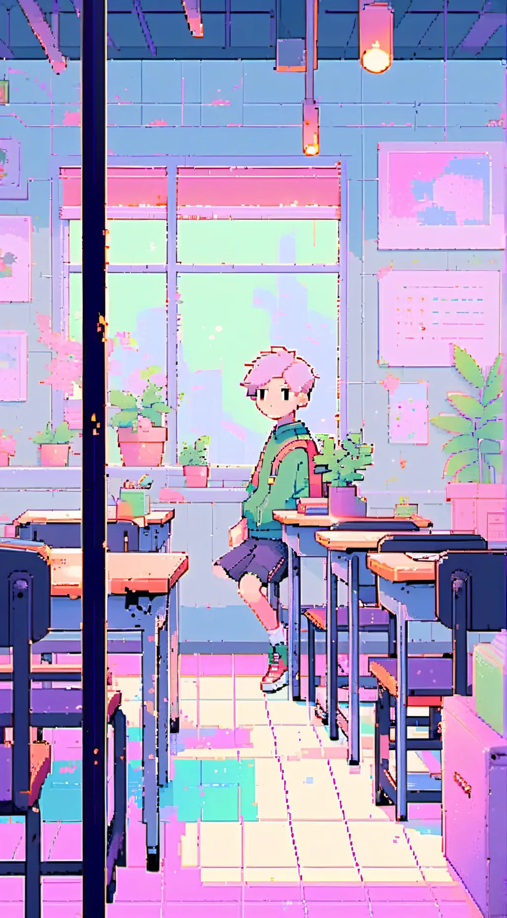 ai character: classroom background