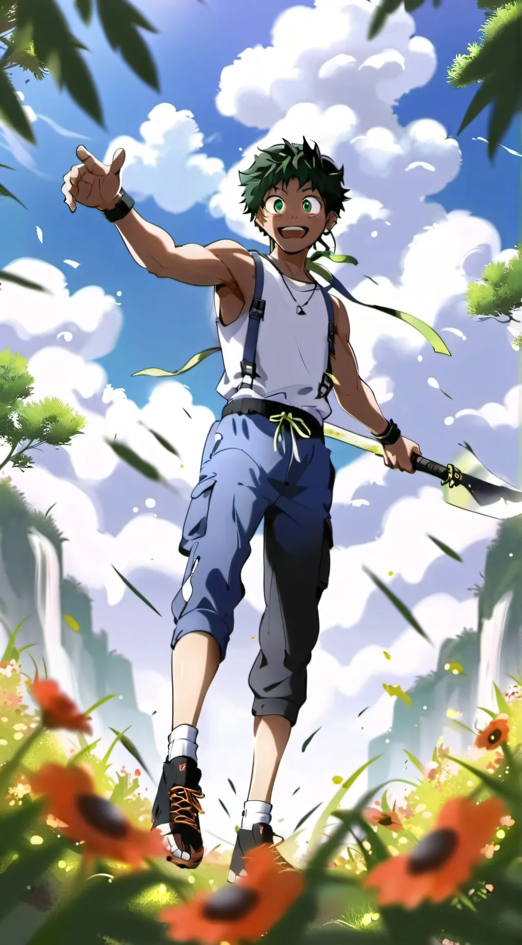 ai character: Black deku  background