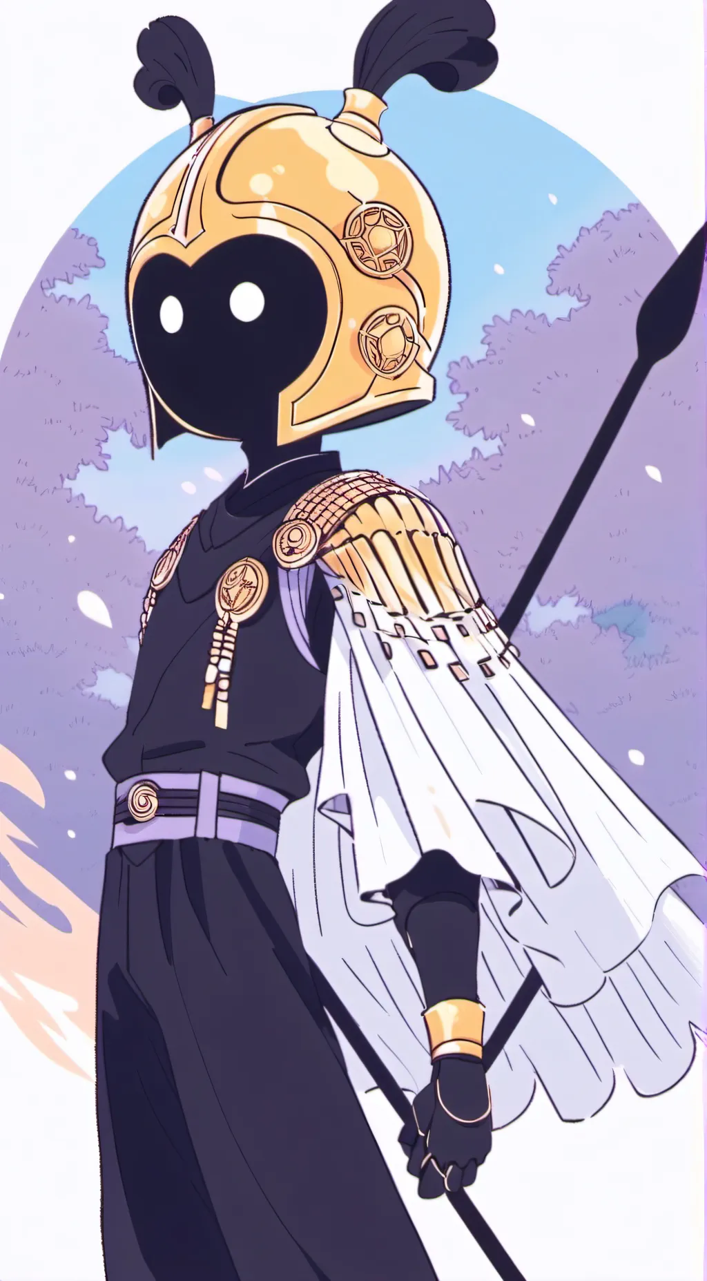 ai character: golden spearton background