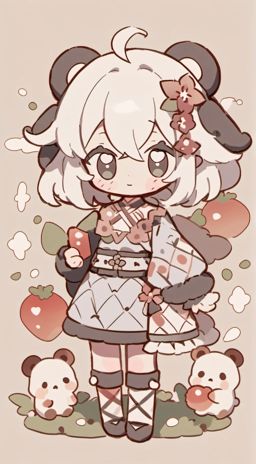 ai character: strawberry background