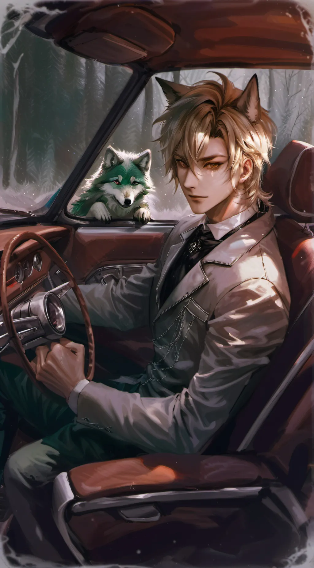 ai character: Max and leaf background