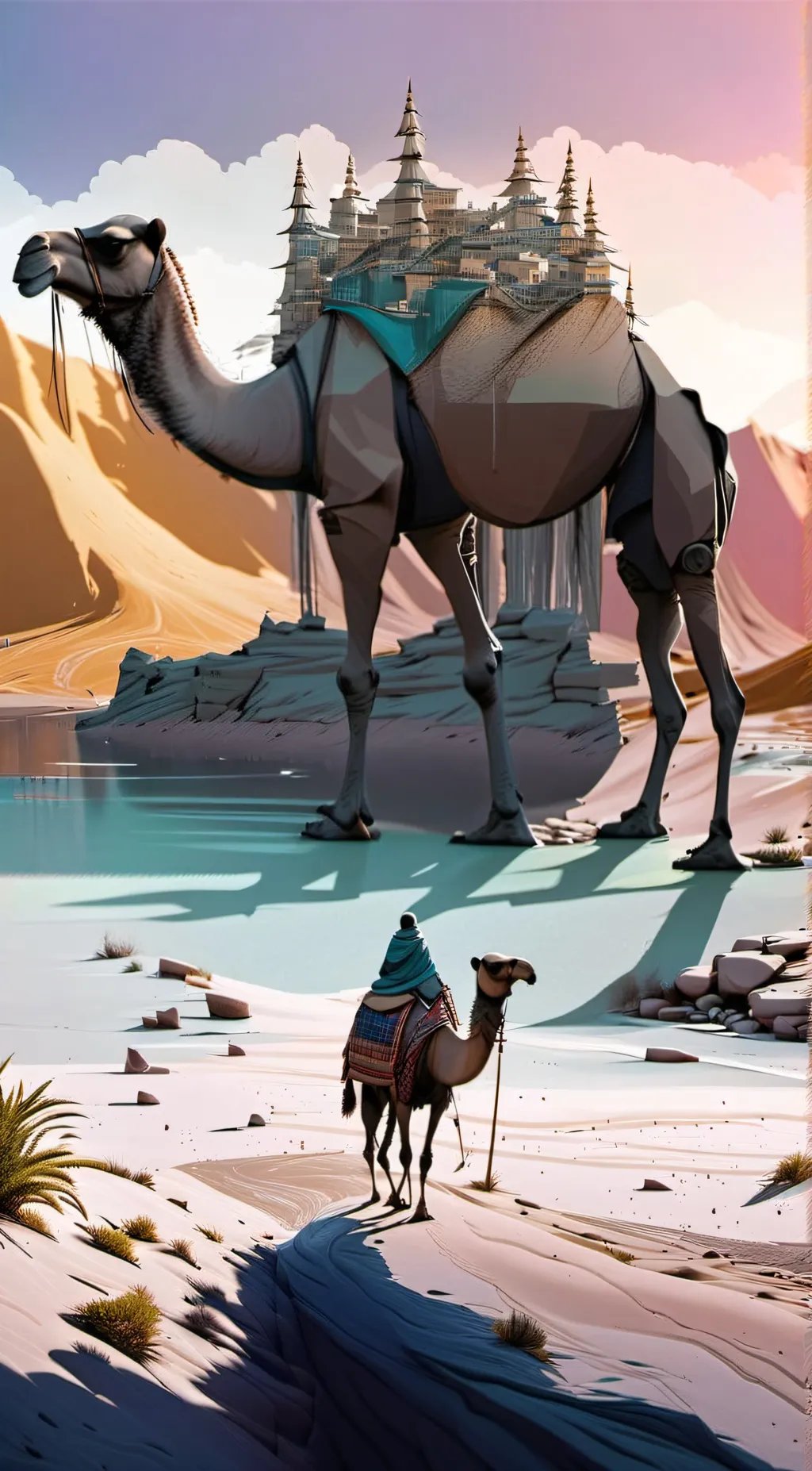 ai character: The walking city background