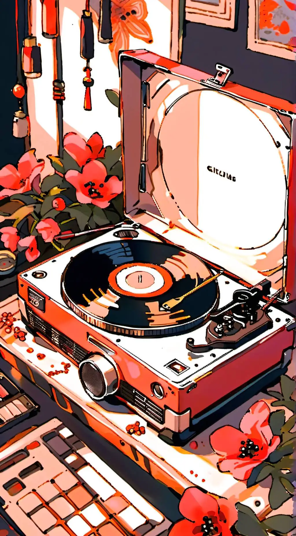 ai character: CD player background