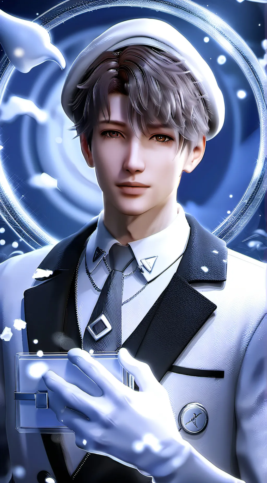 ai character: francis milky background