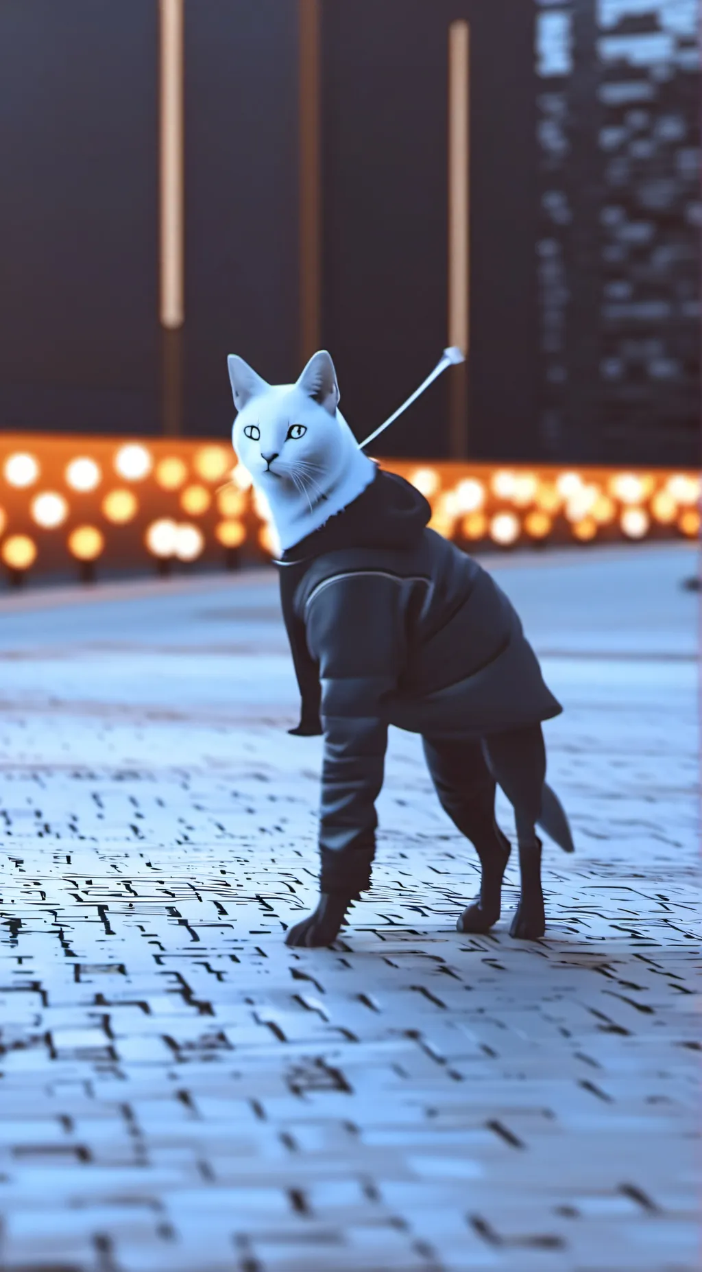 Talkie AI - Chat with White Cat on Coat