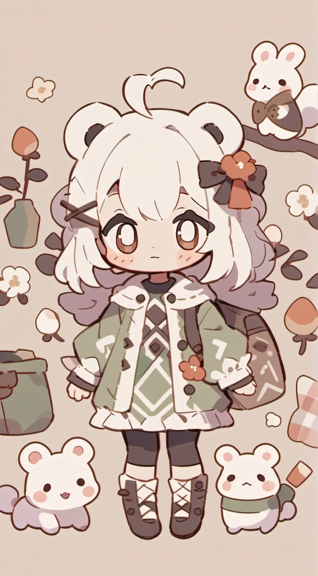 ai character: Smiling critters background