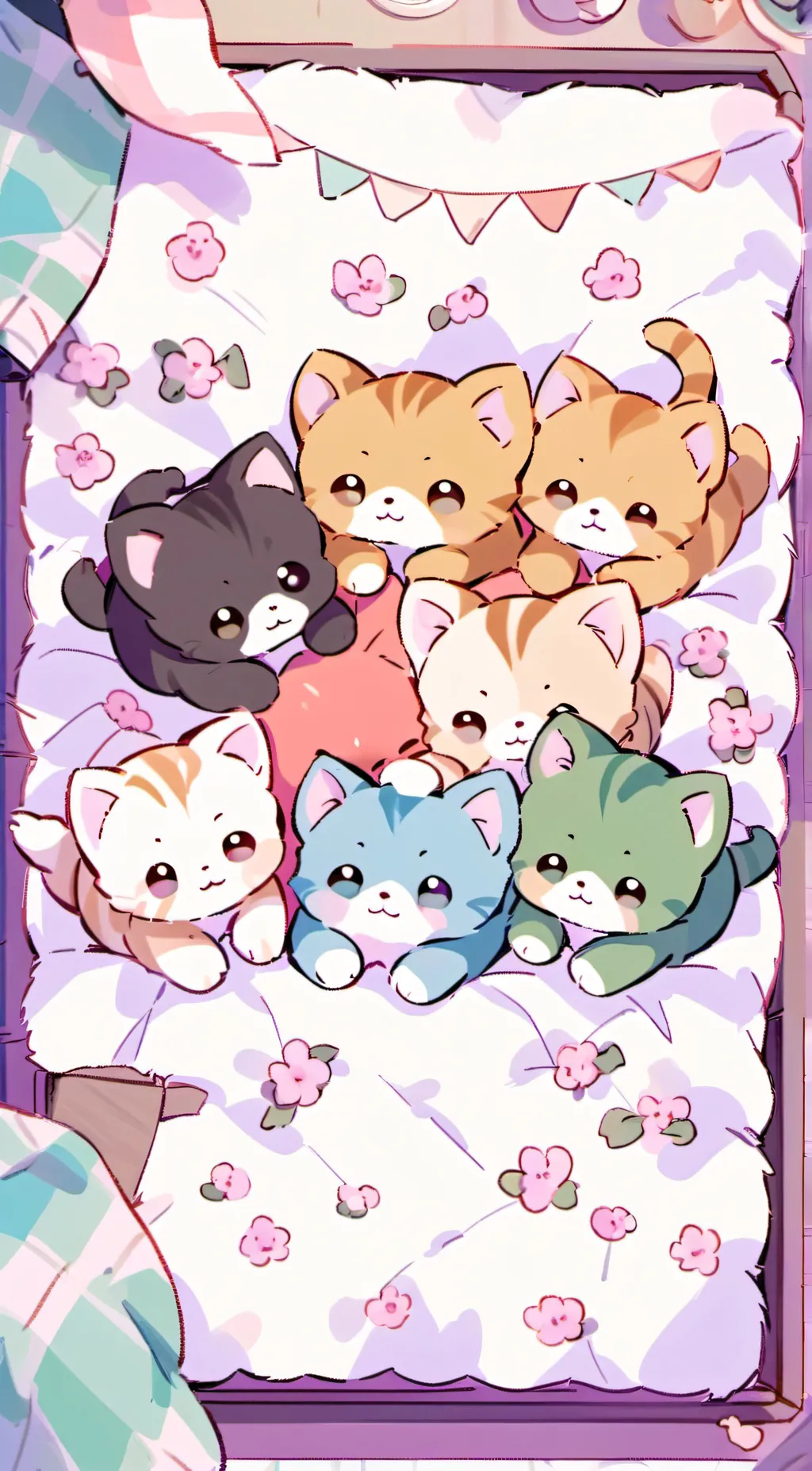 ai character: Rainbow kittens background