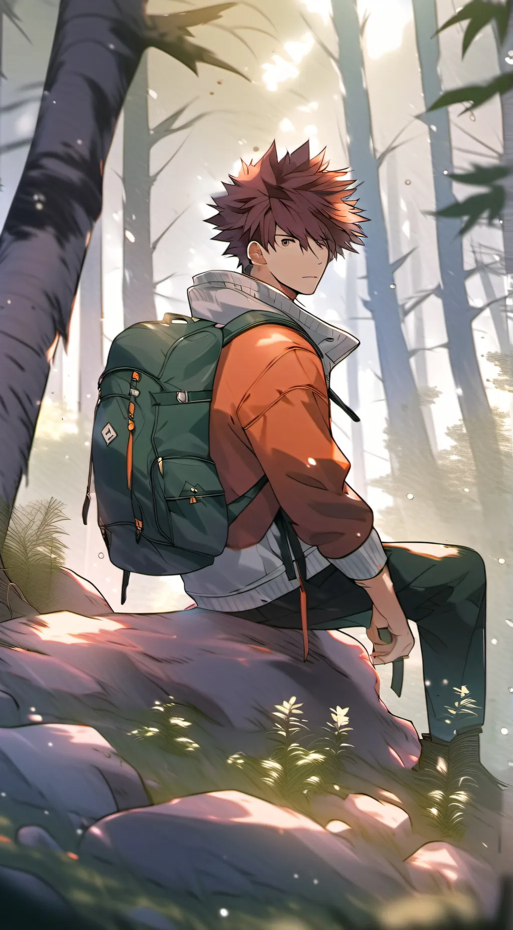 ai character: MHA forrest trip background