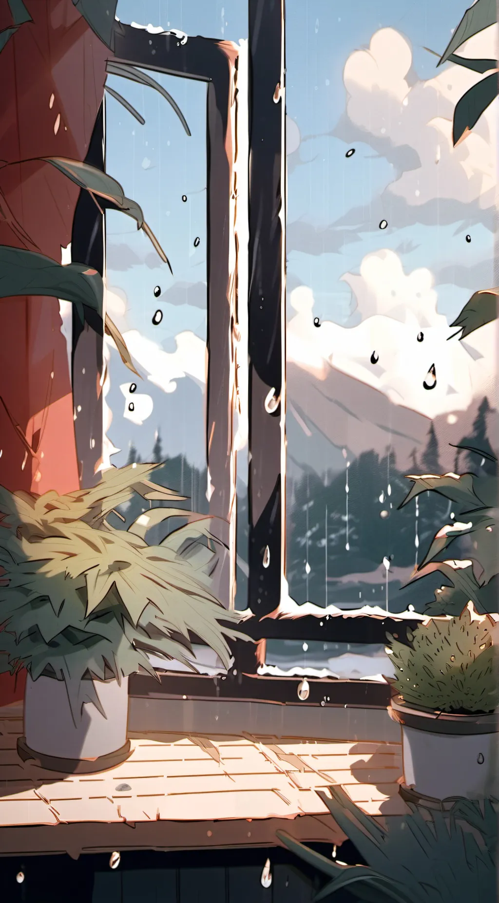 ai character: rainy day  background