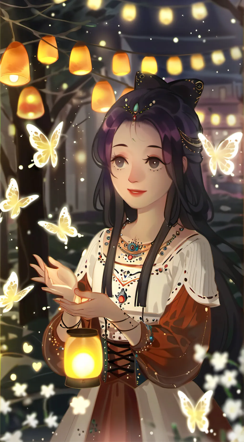 ai character: katie blue cute background