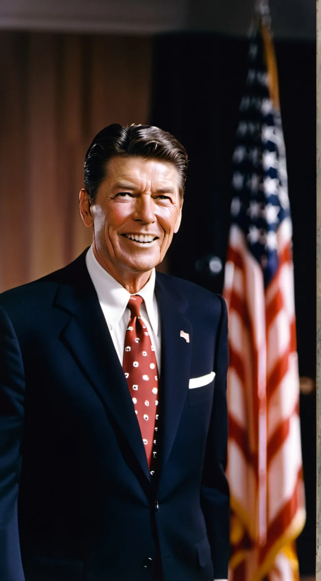 ai character: Ronald Reagan  background