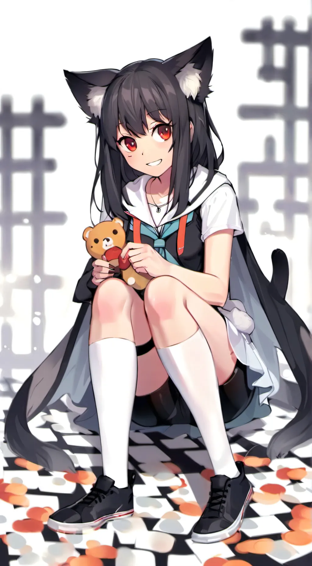 ai character: Cat girl  background