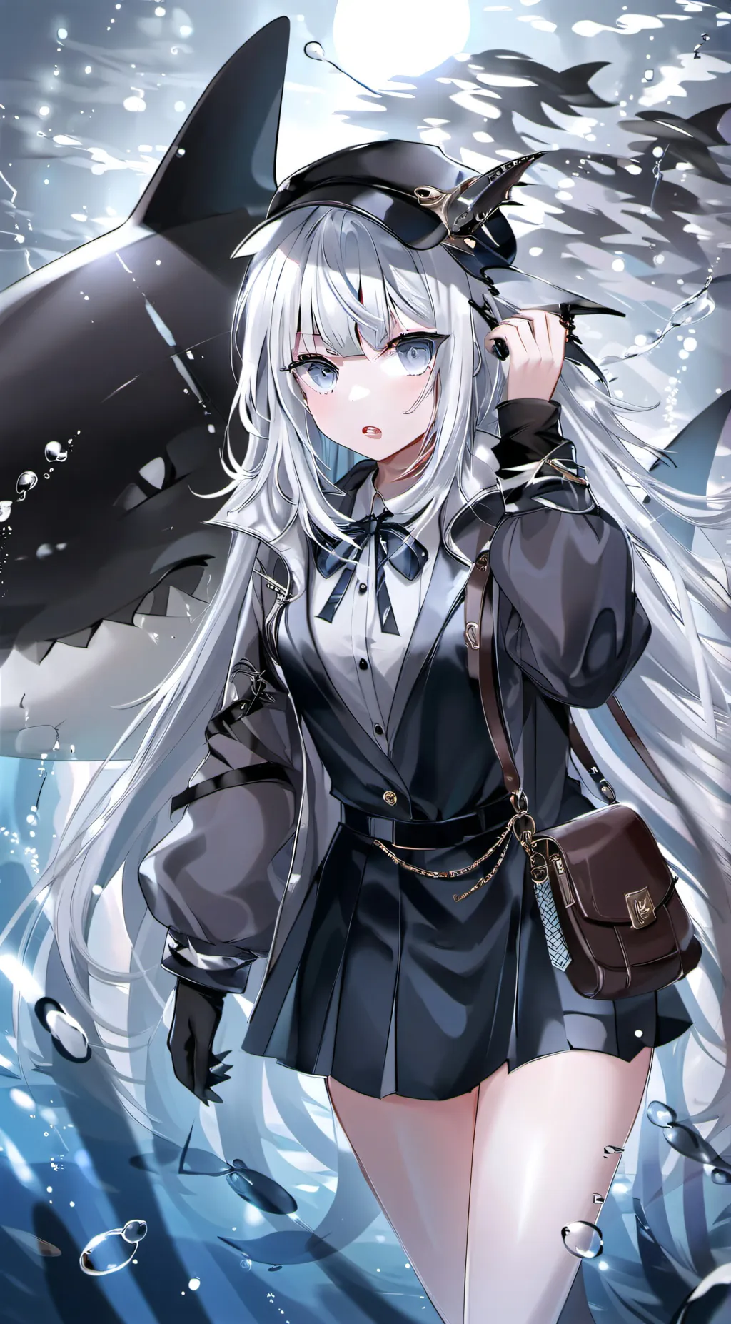 ai character: shark girl background