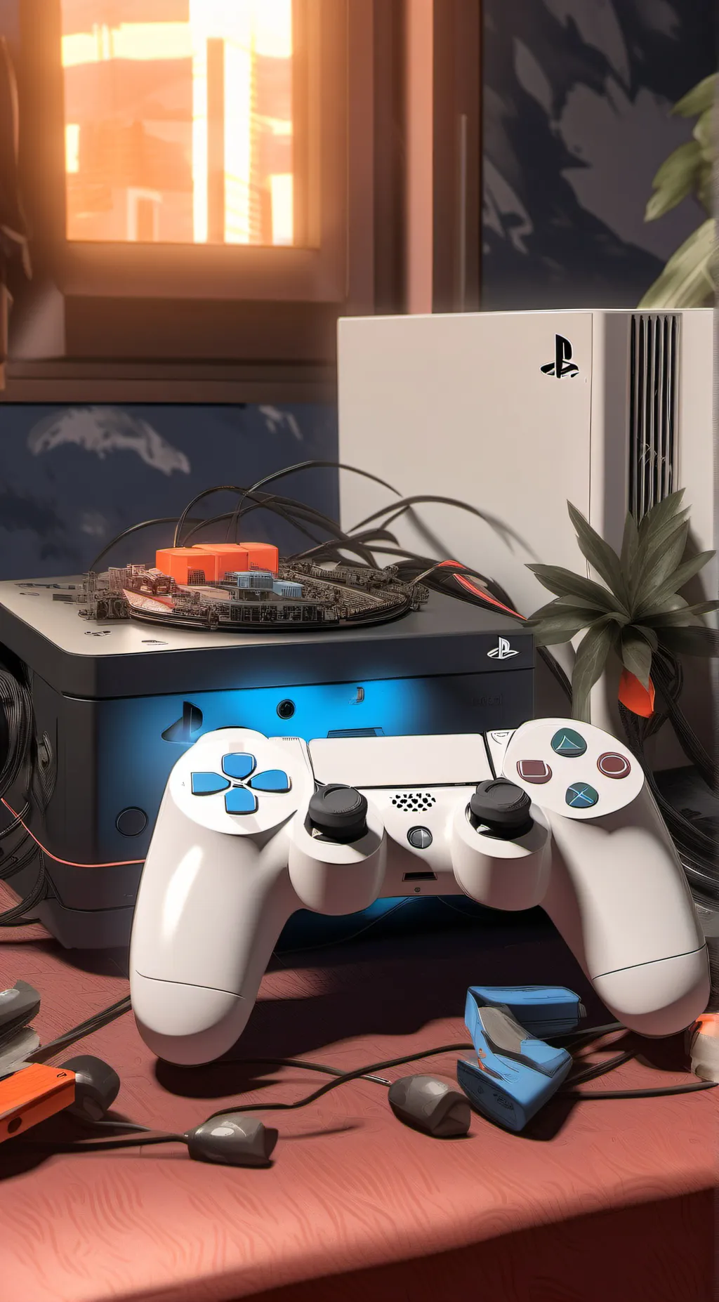 ai character: Play Station five background