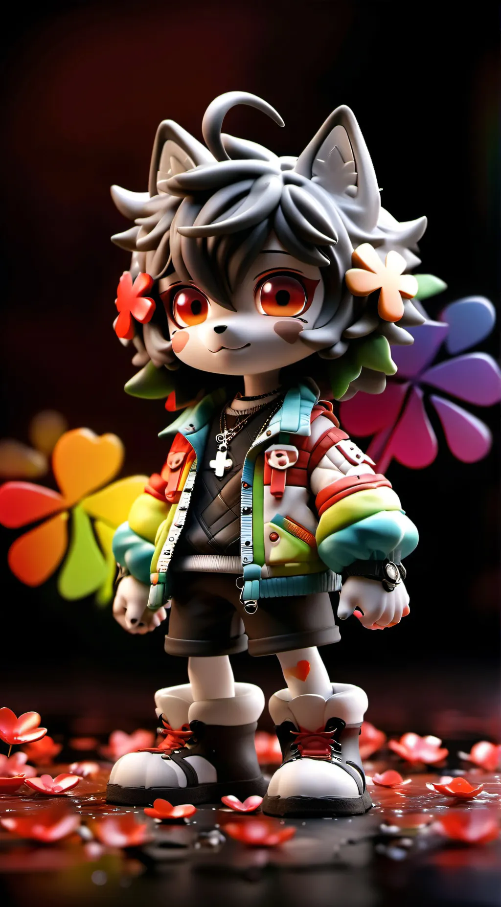 ai character: Cloverrainbowwolf background