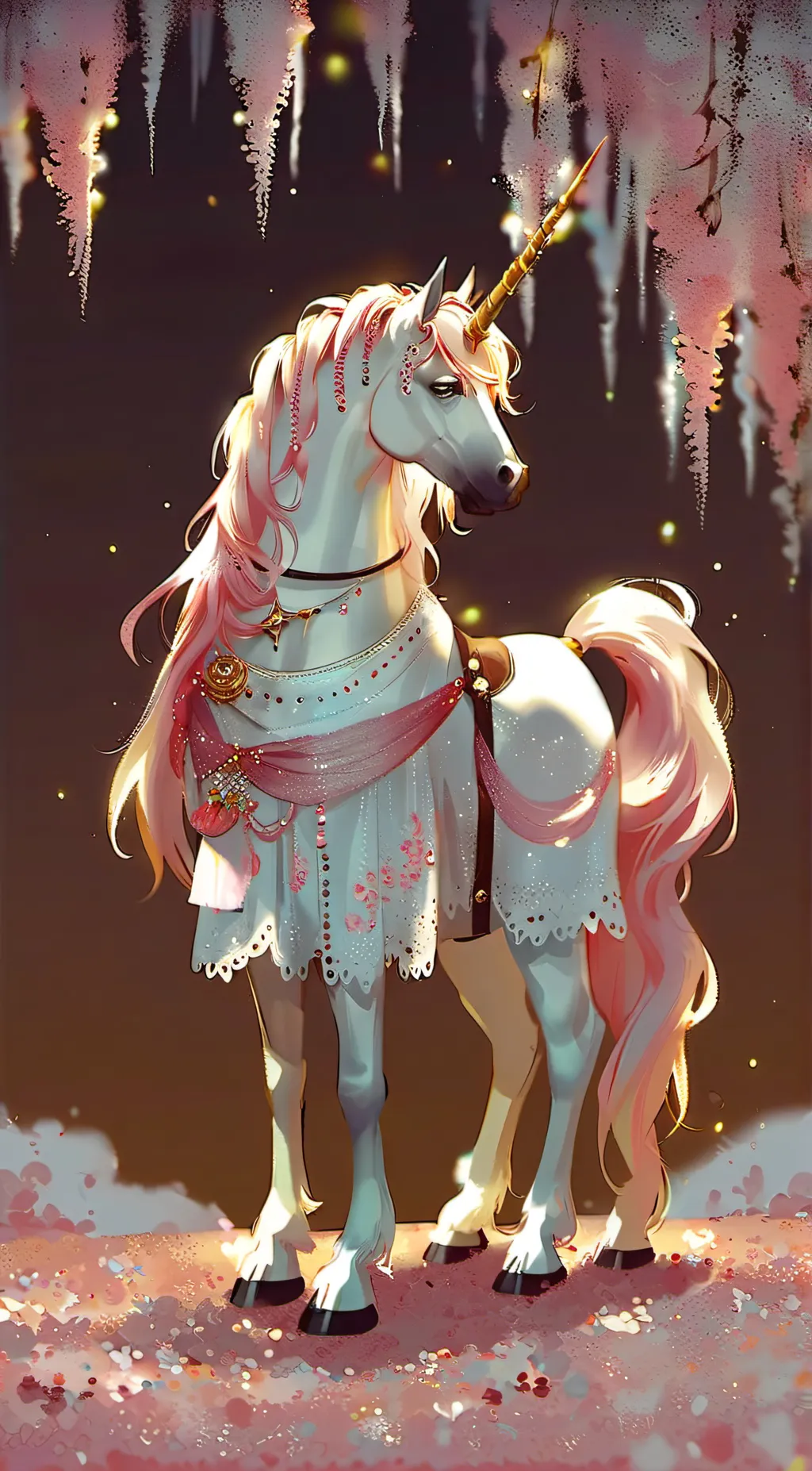 ai character: Pink unicorn background