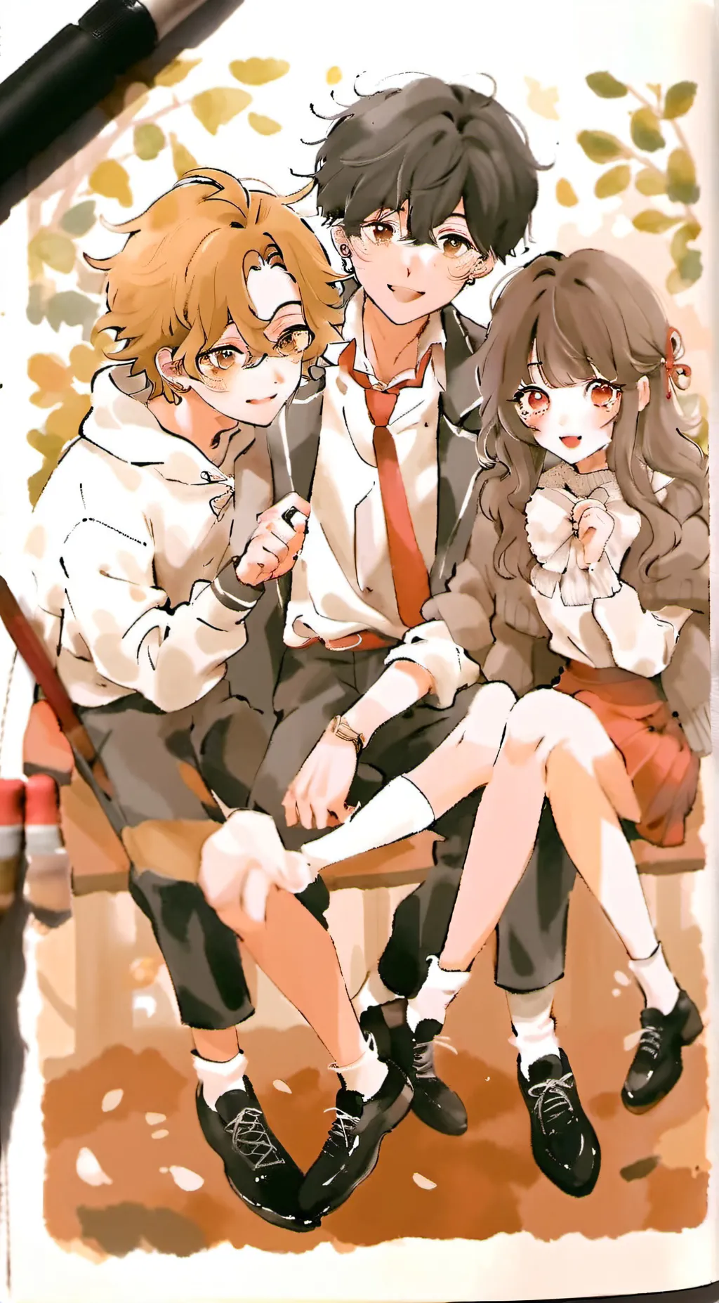 ai character: Anna Nick and Tim  background