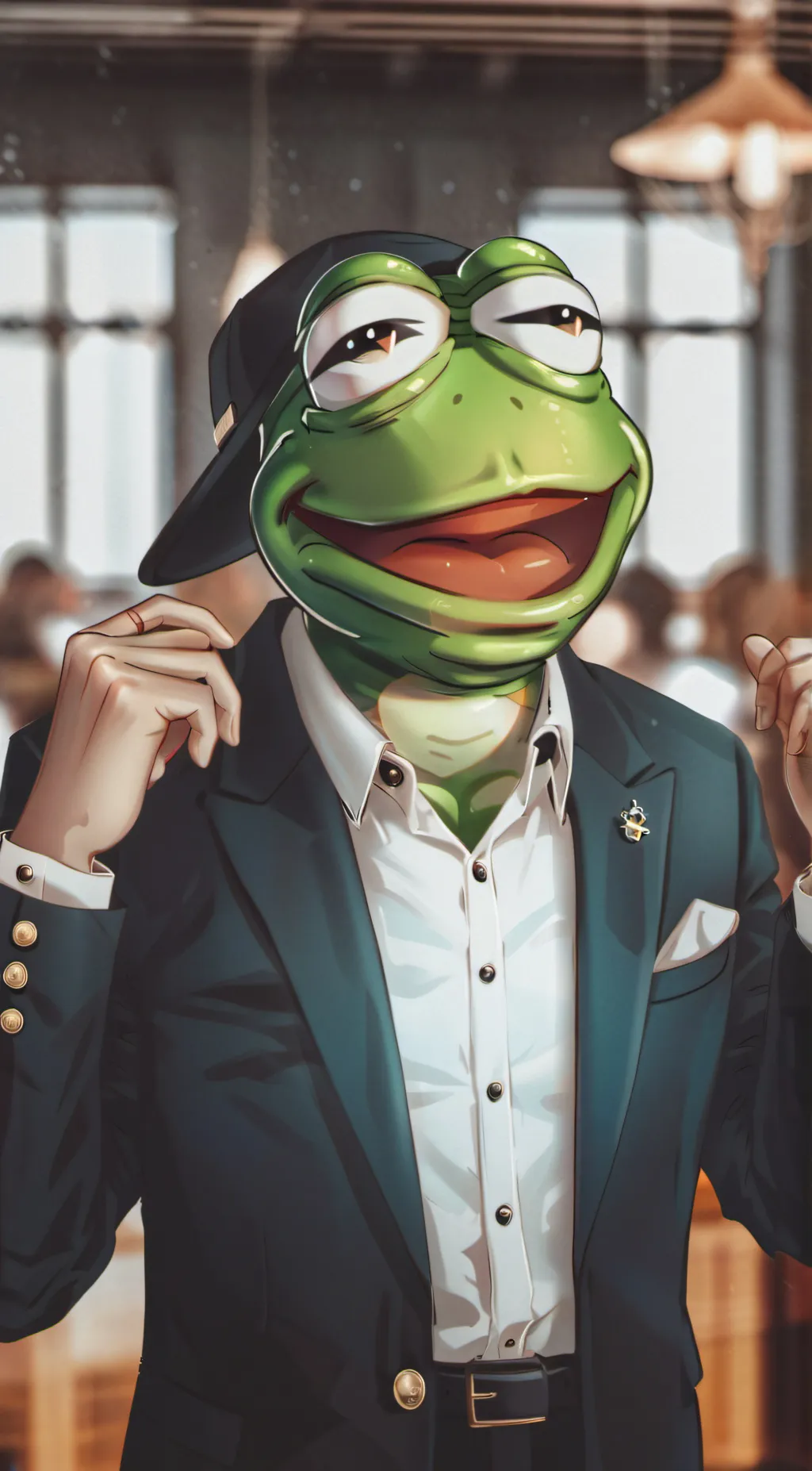 ai character: Pepe the frog background