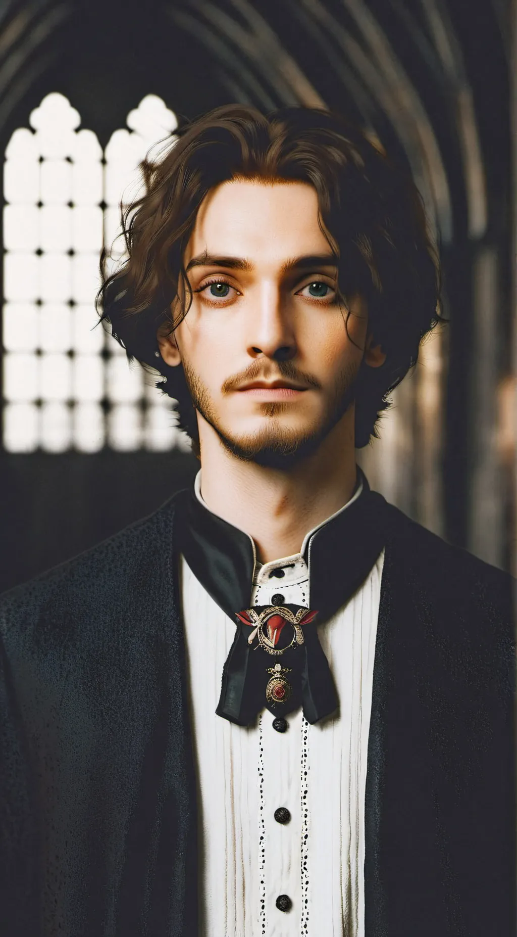 ai character: serious black background