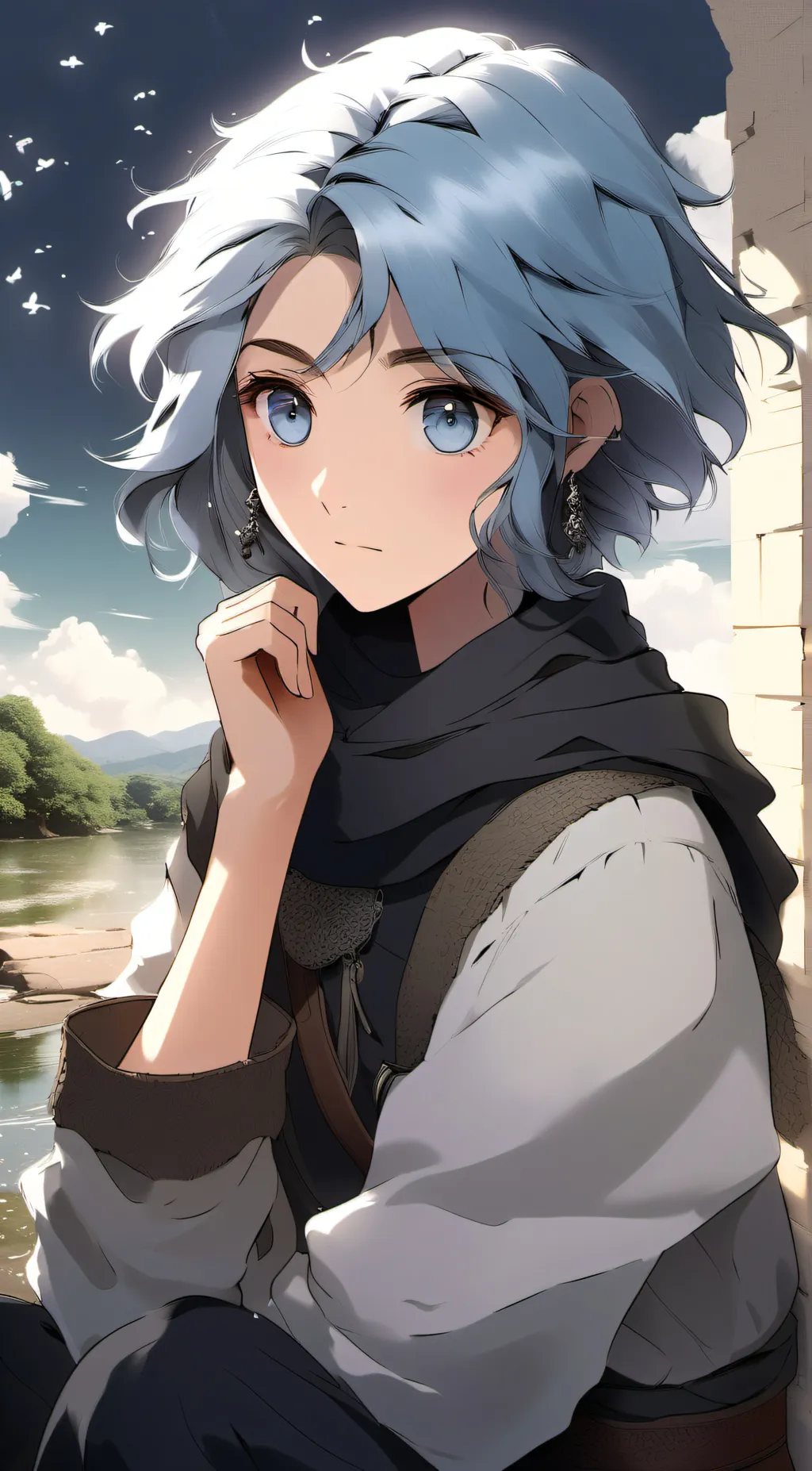 ai character: sky Catherine  background