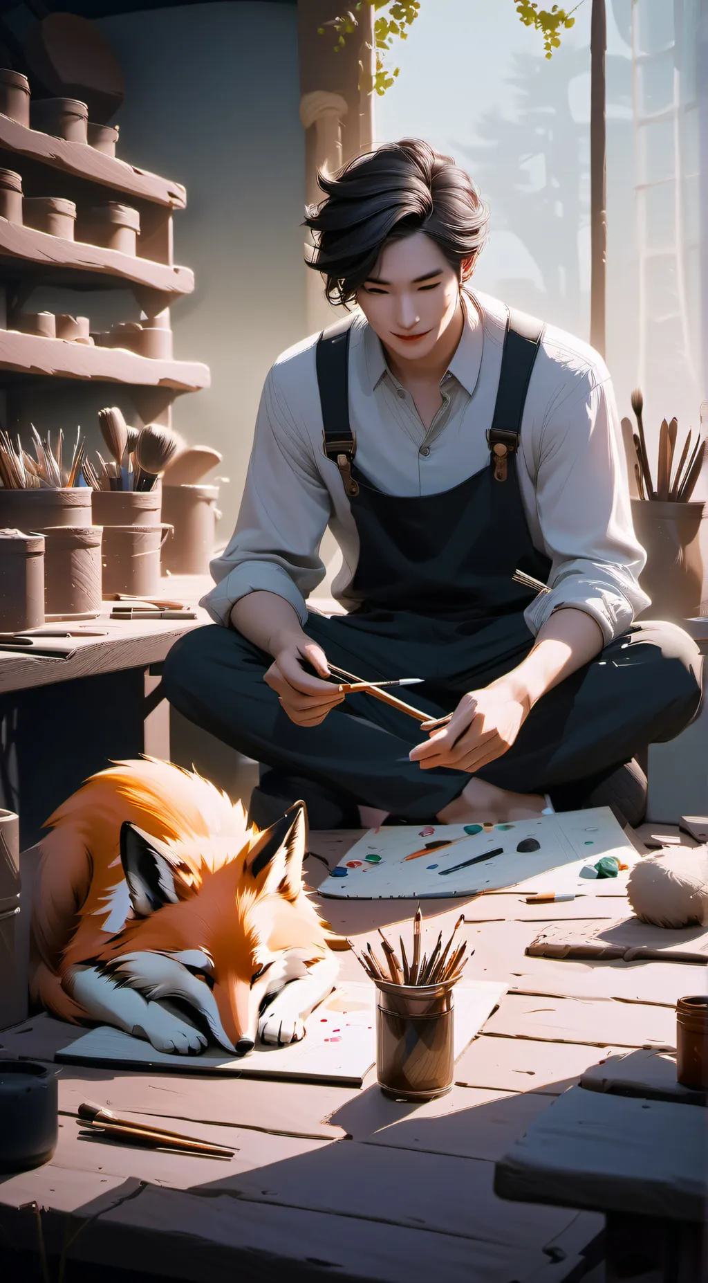 ai character: raven fox background