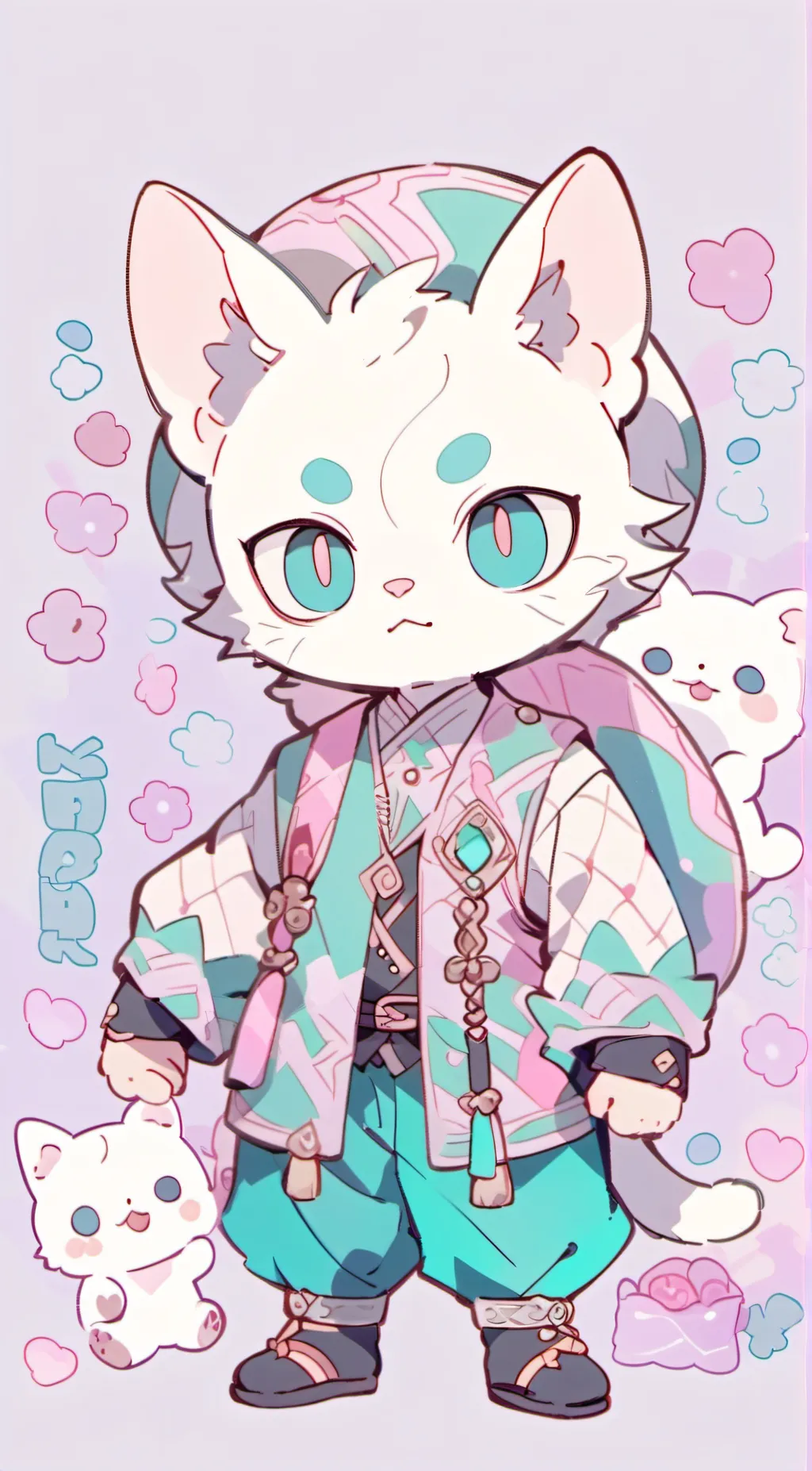 ai character: white the cat background