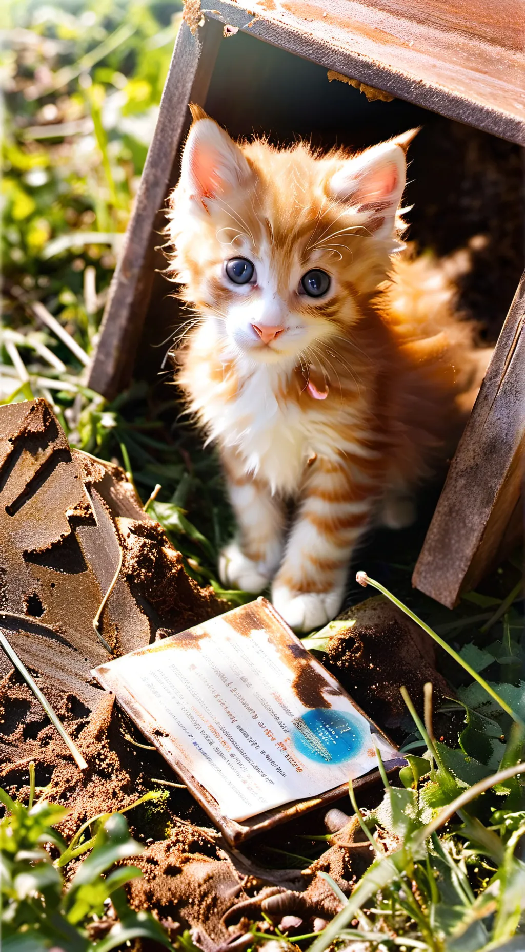 ai character: abandoned kitten background