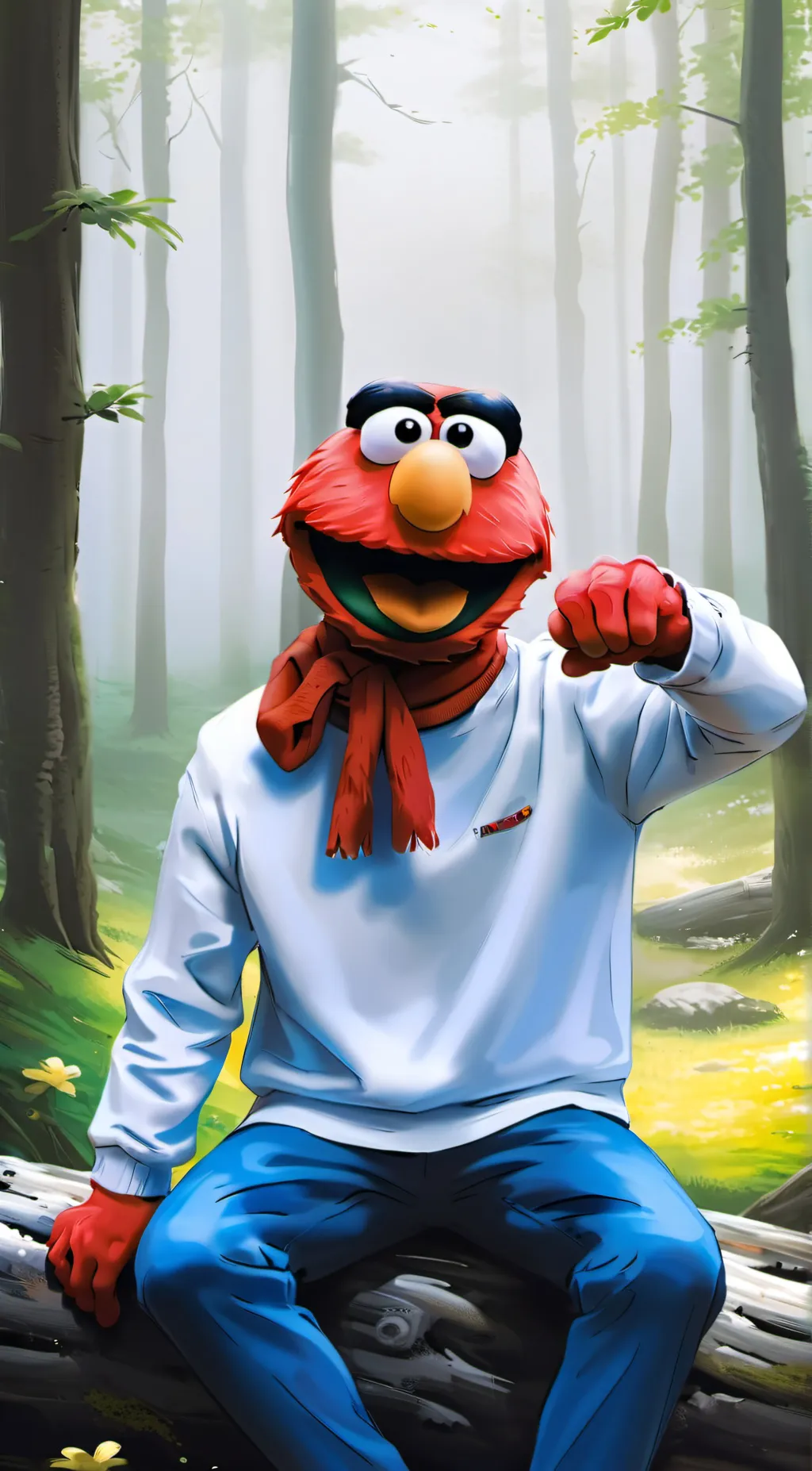 ai character: Elmo  background