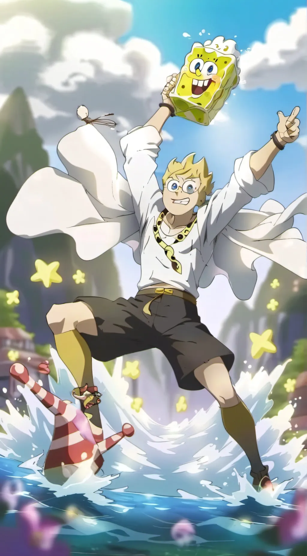 ai character: Freakshow spongbil background