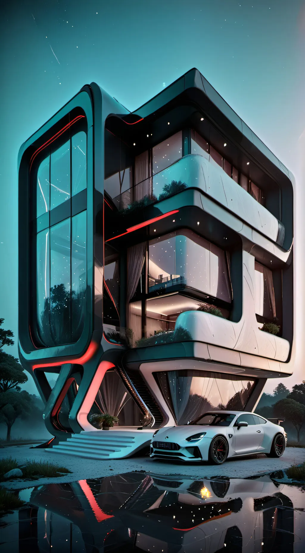 ai character: Futuristic House background