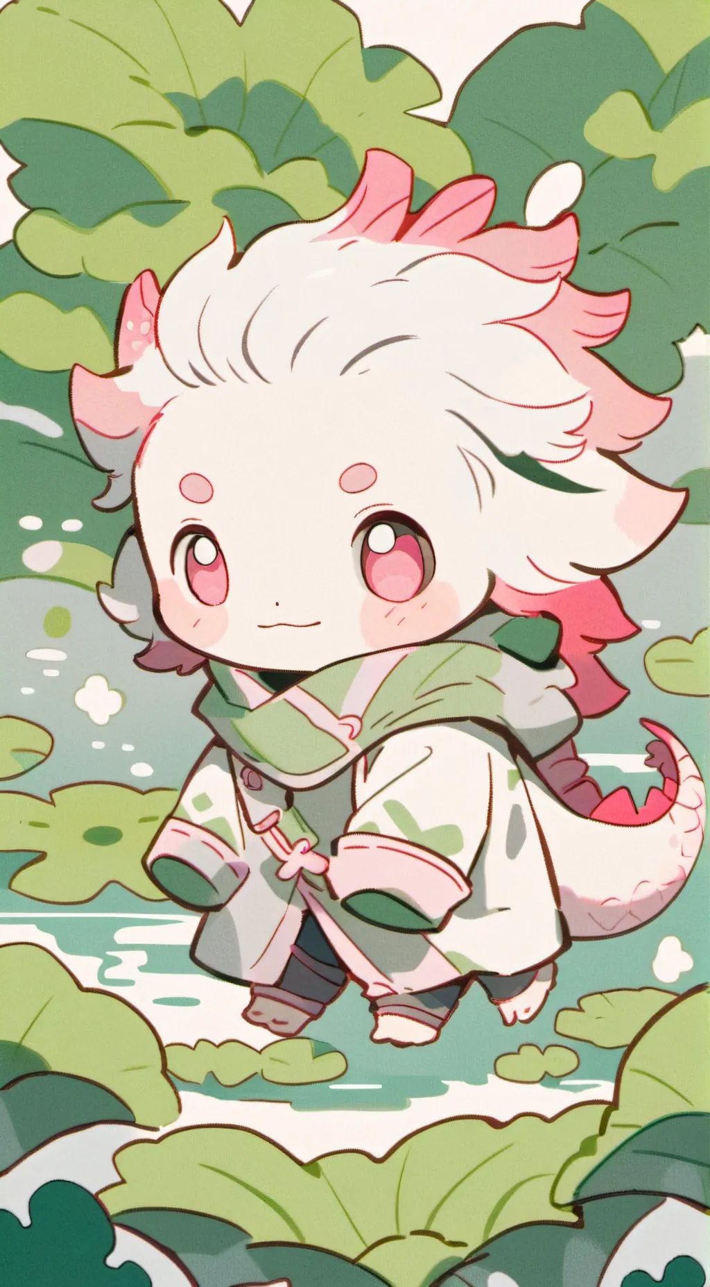 ai character: pickles the axolot background