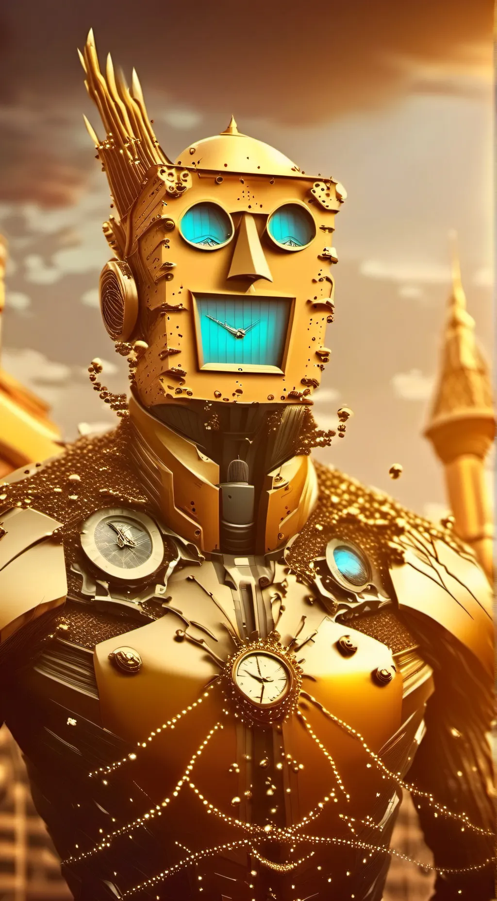 ai character: Mean titan clock   background