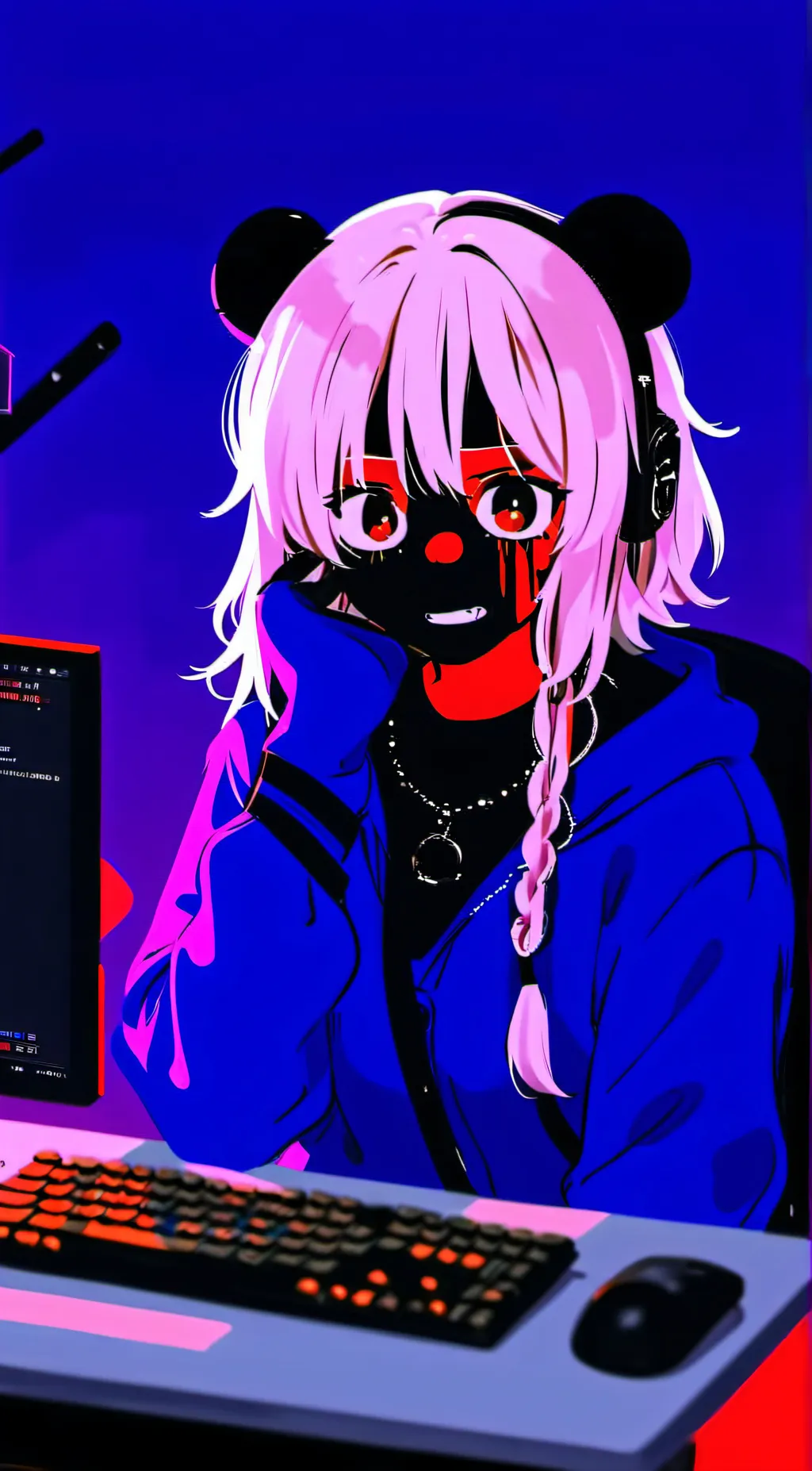 ai character: Glitch. background