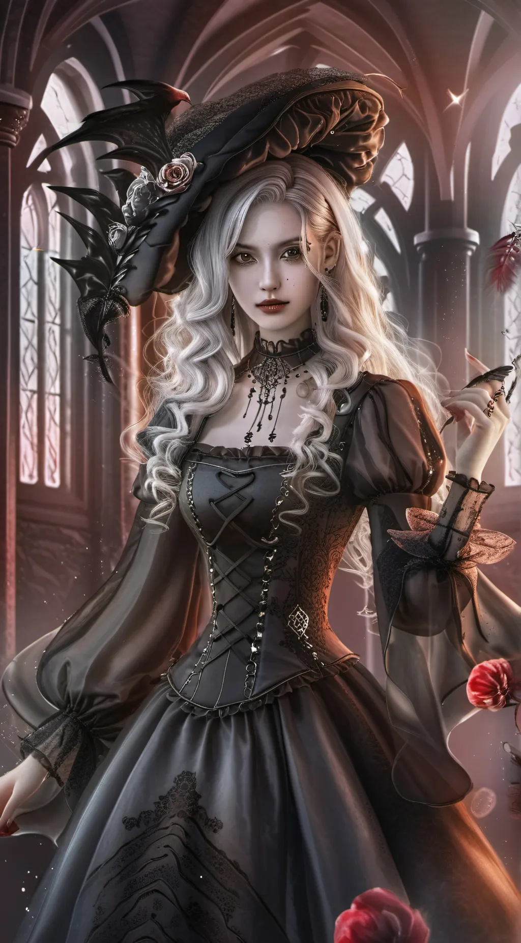 ai character: wolf women  background