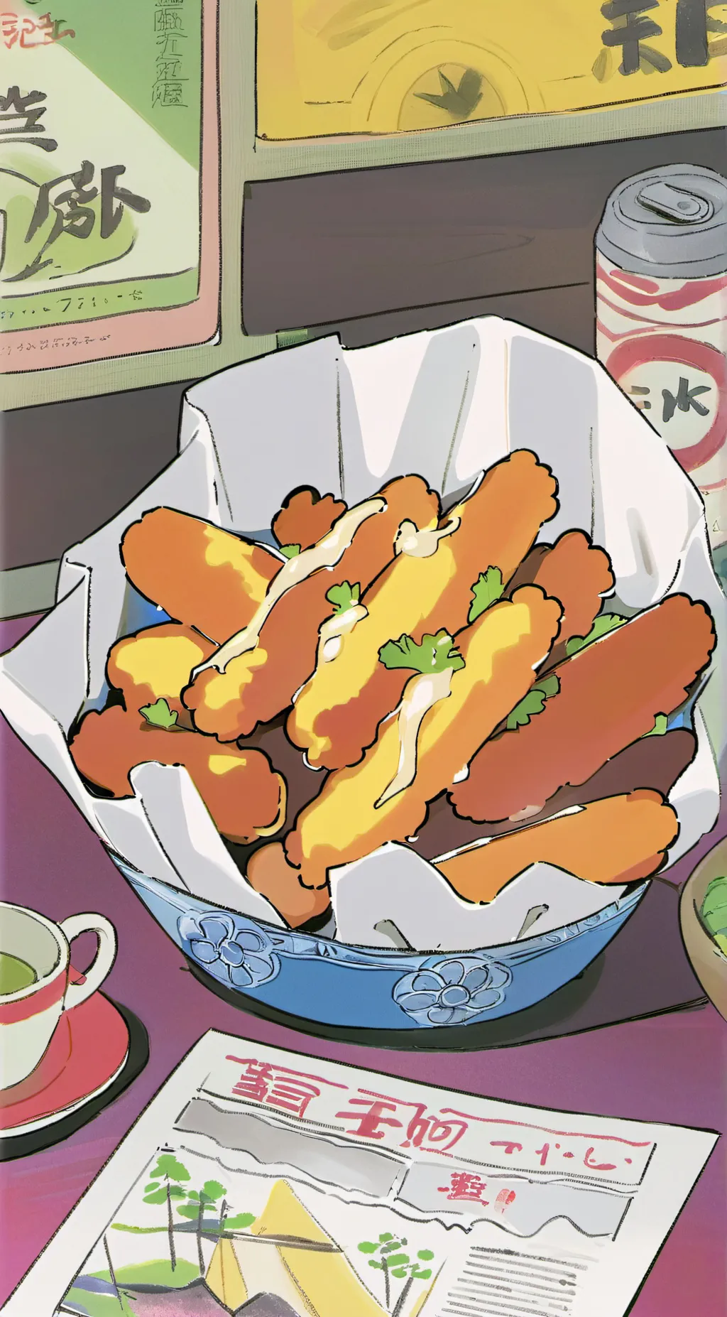 ai character: Food background