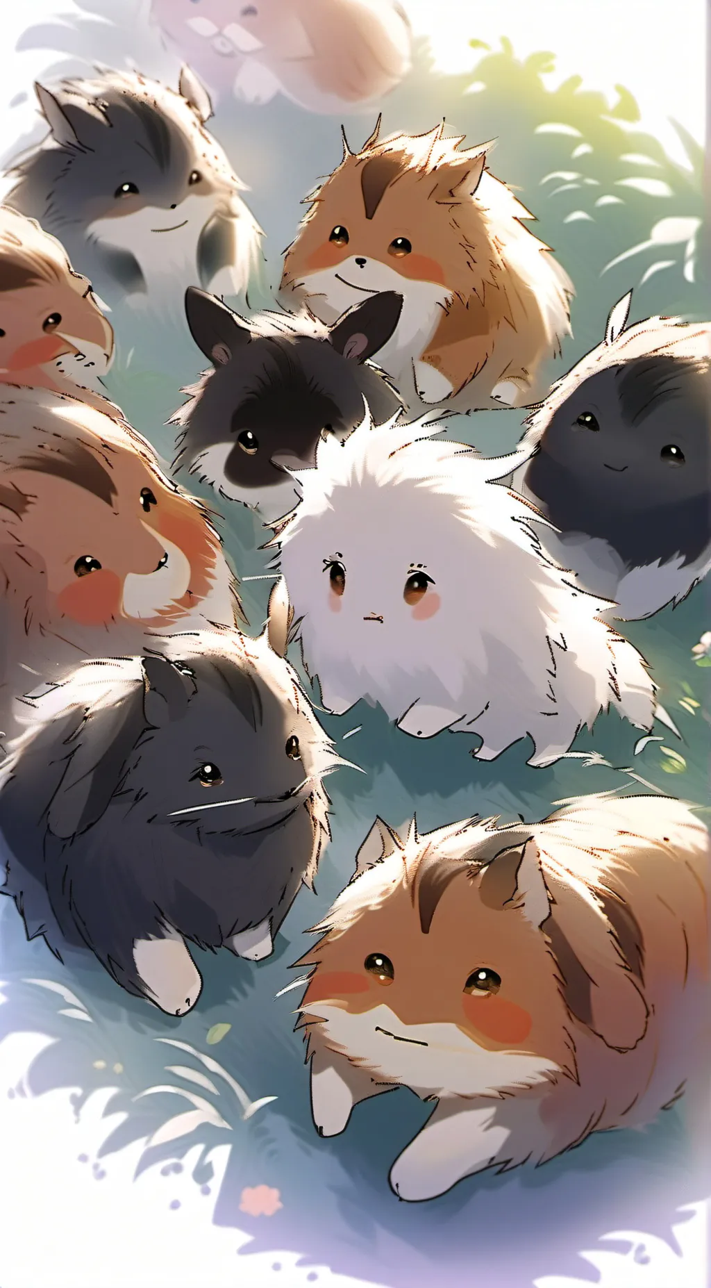 ai character: smiling critters background