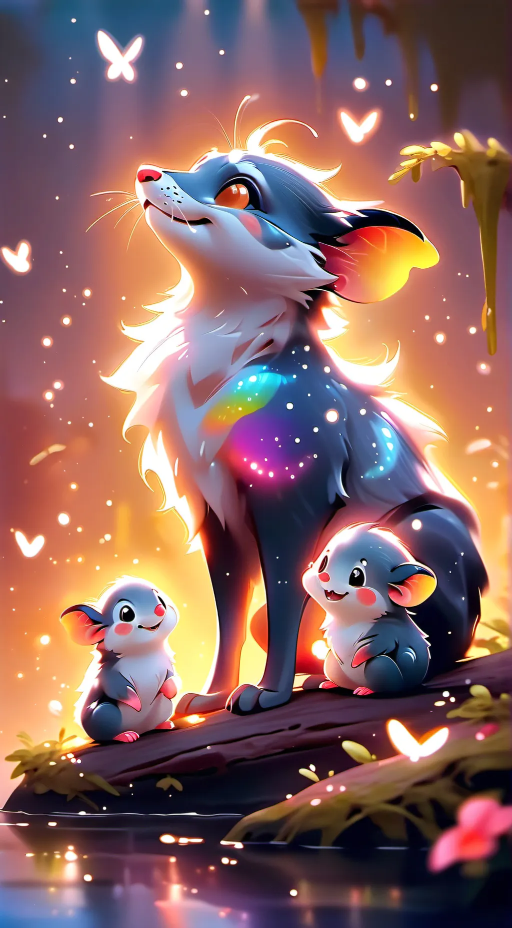 ai character: Smiling critters background