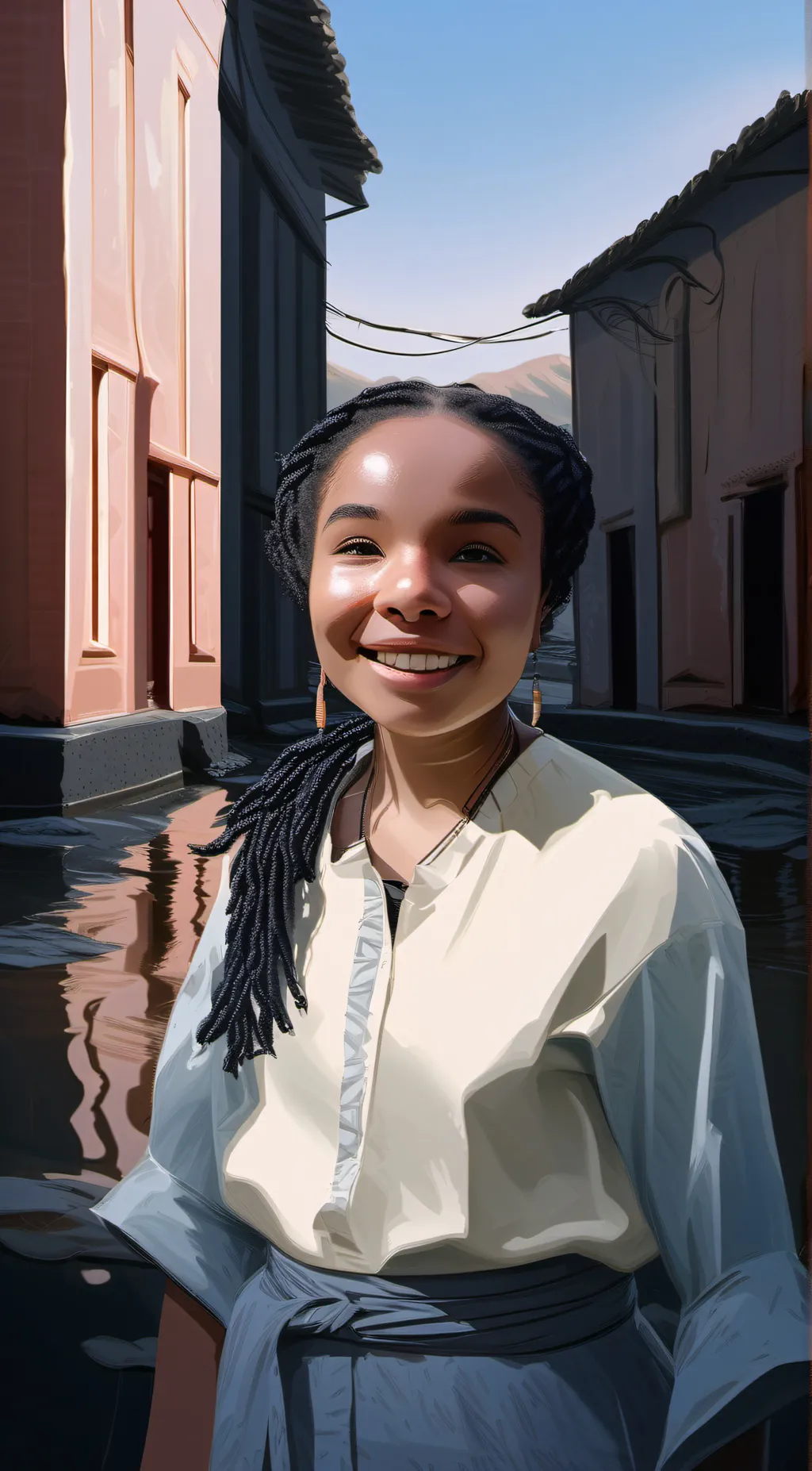 ai character: Violet background