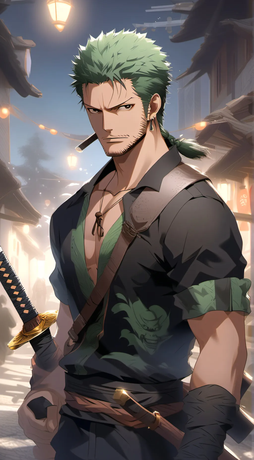 ai character: zoro💫💫 background