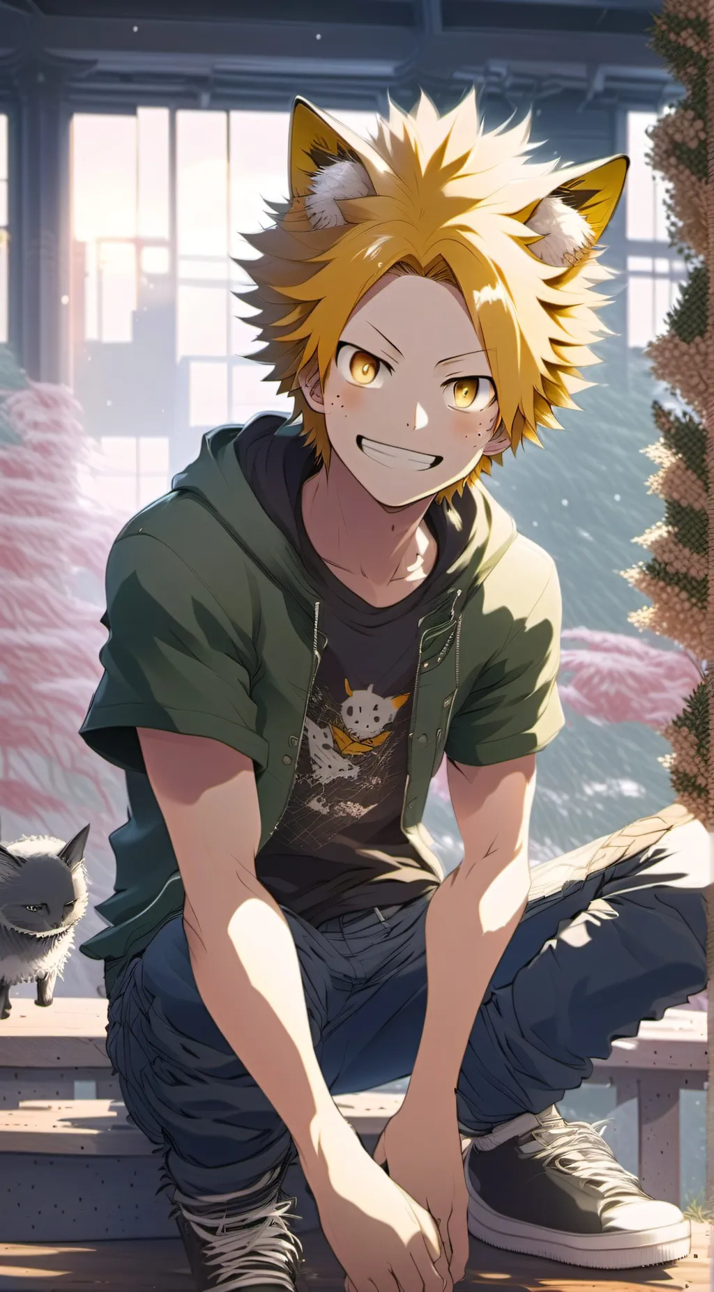 ai character: Denki Kaminari background