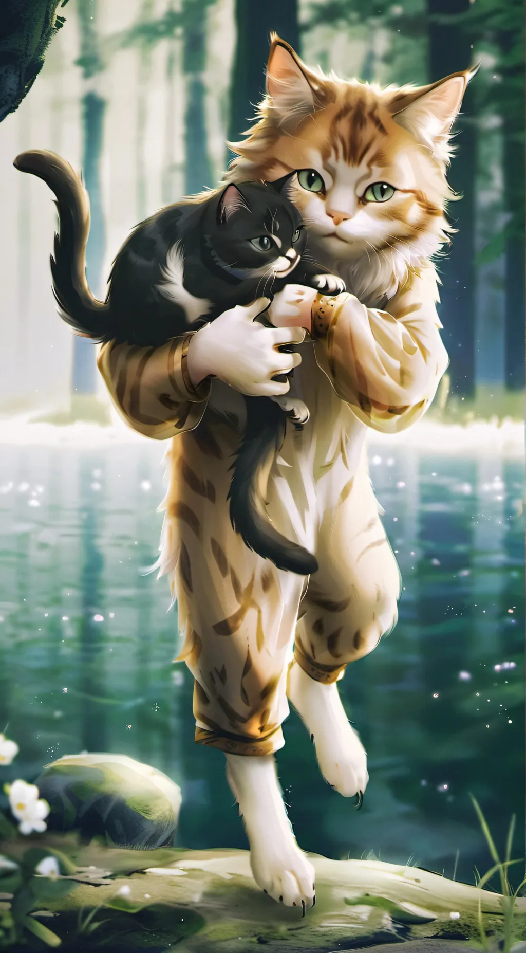 ai character: Water kitty background