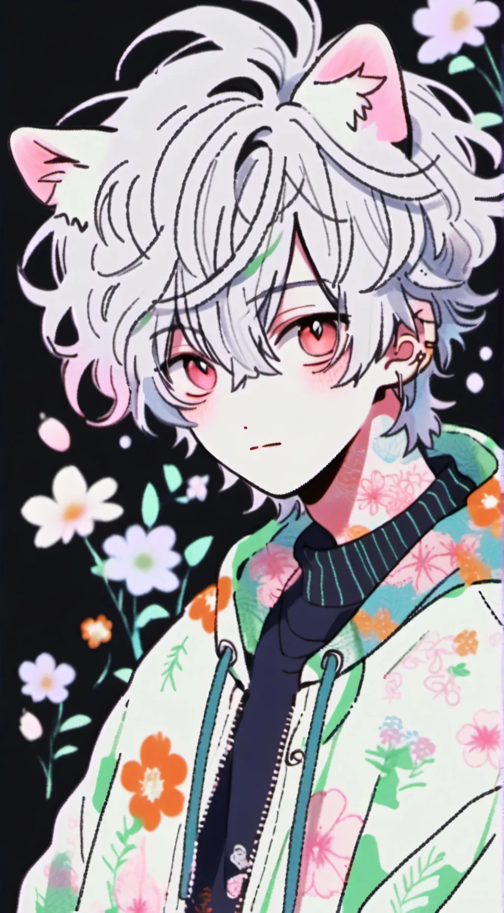 ai character: gey background