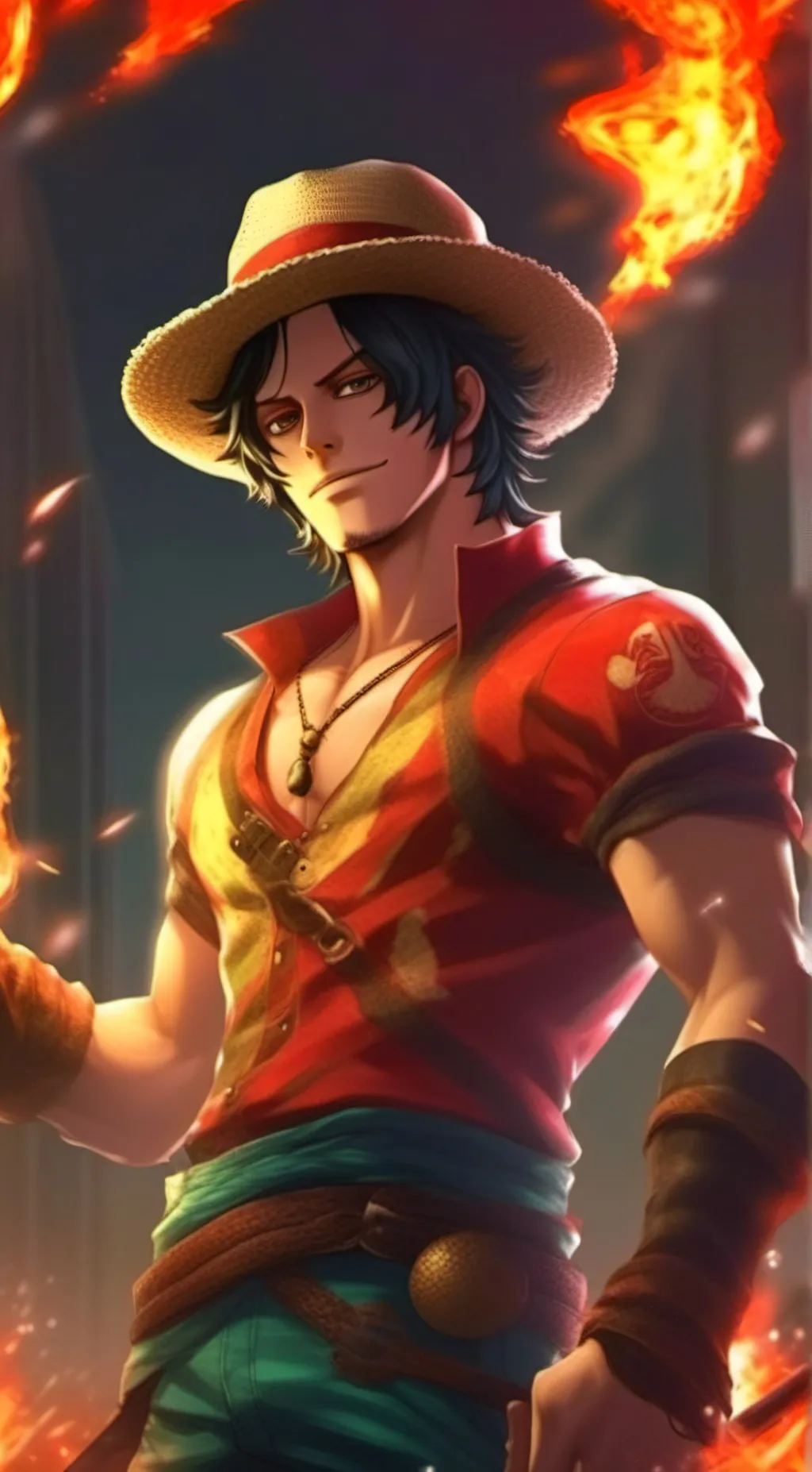 ai character: ❤️‍🔥 firefist ace🔥 background