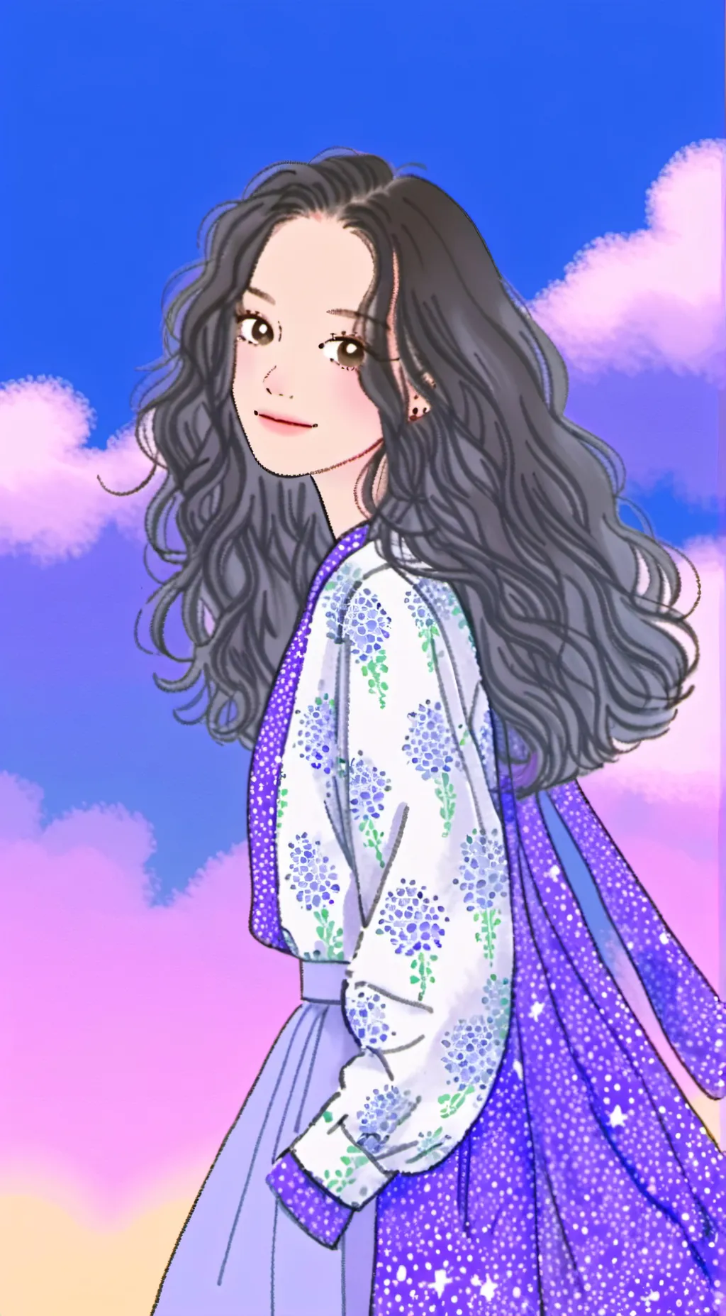 ai character: Violet background