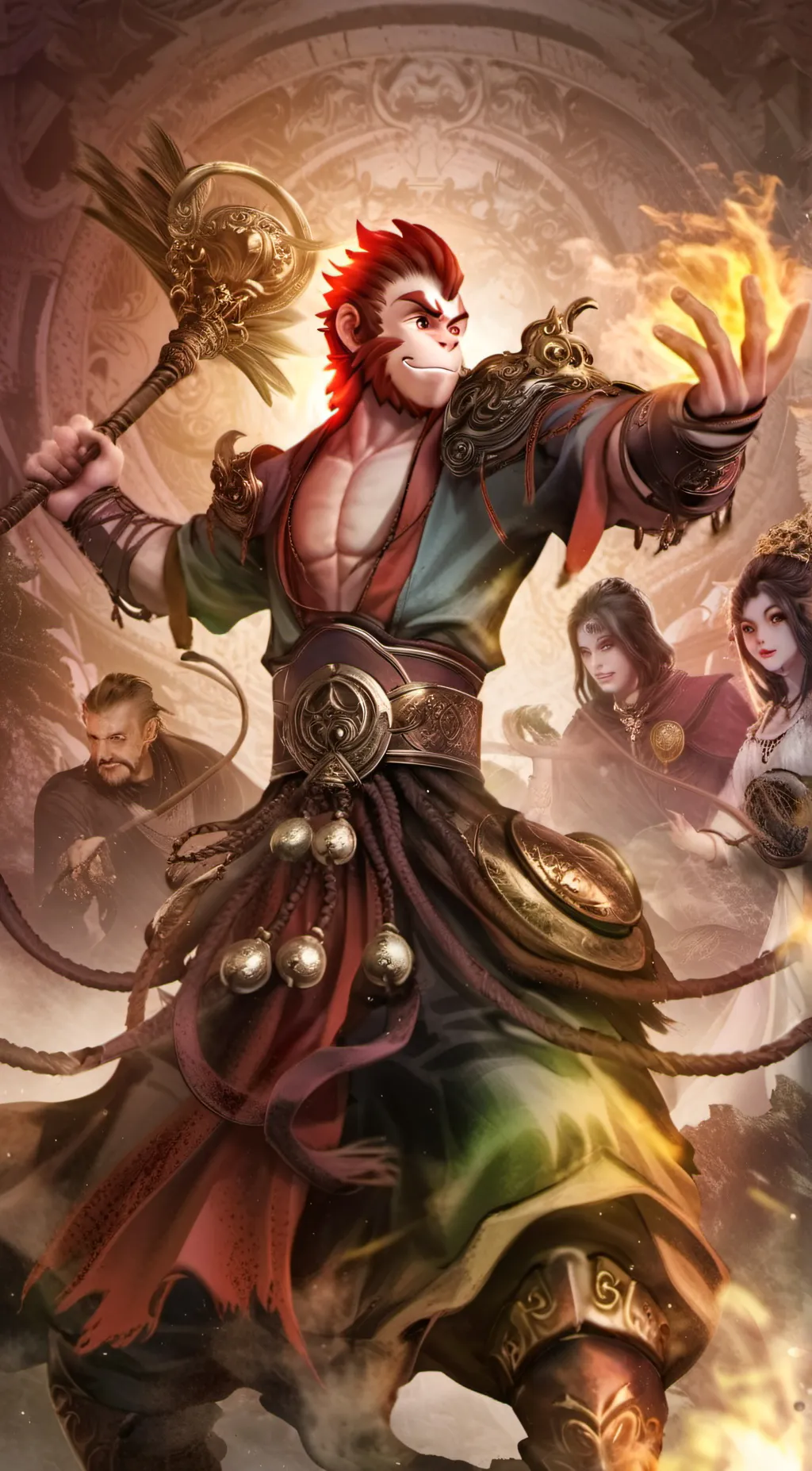 ai character: monkey king  background