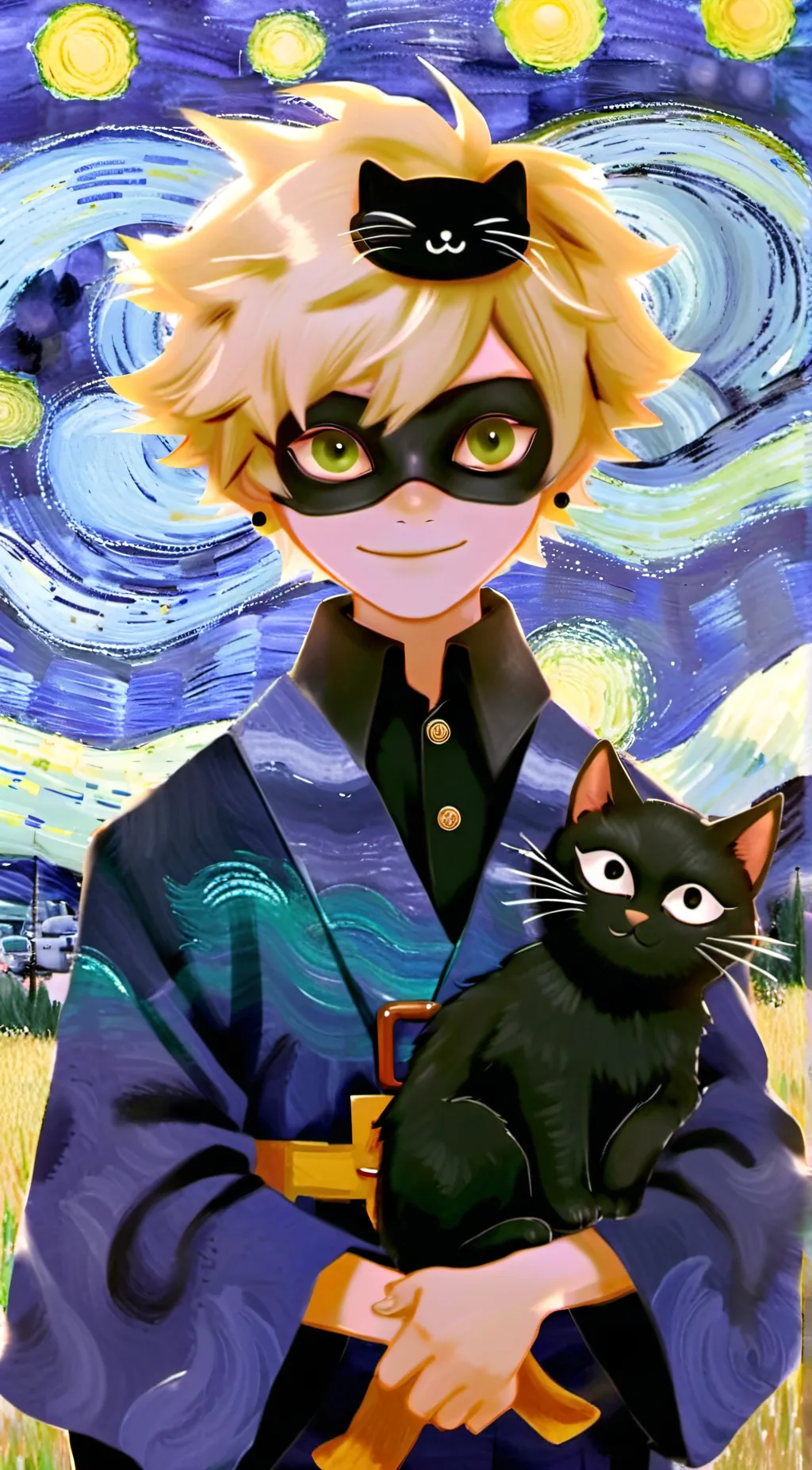 ai character: Chat noir background
