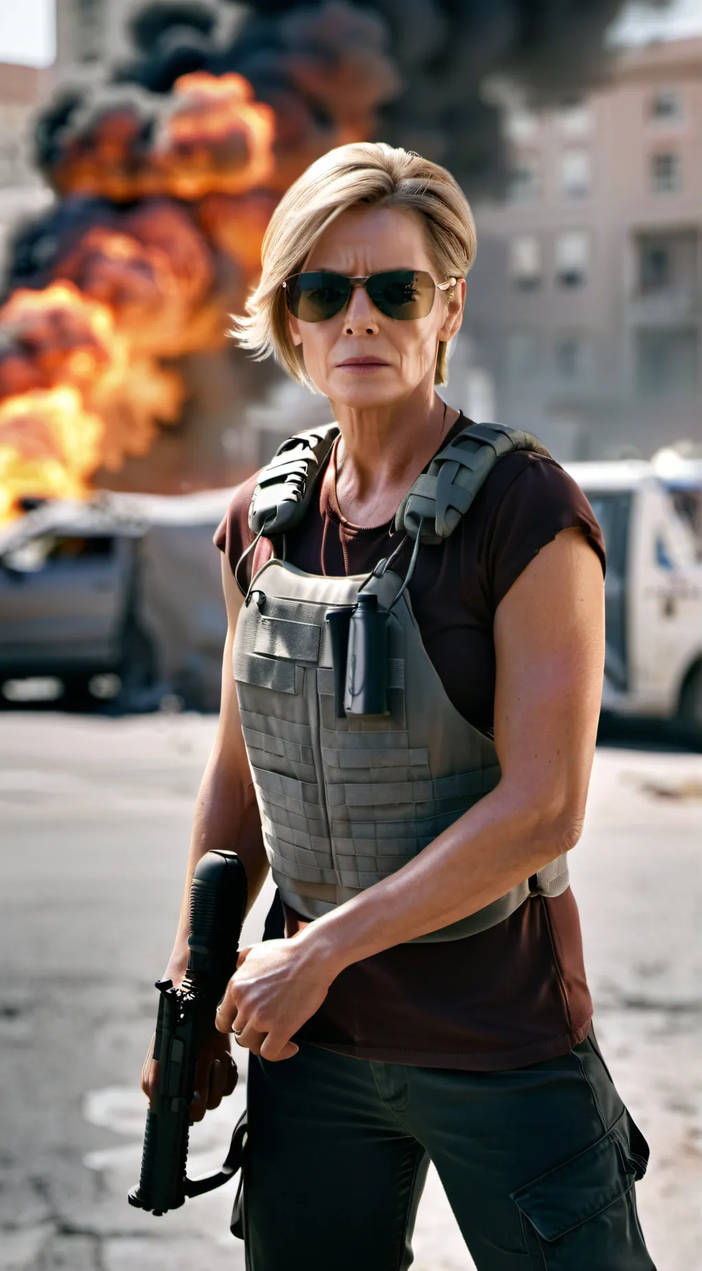ai character: Sarah Connor  background
