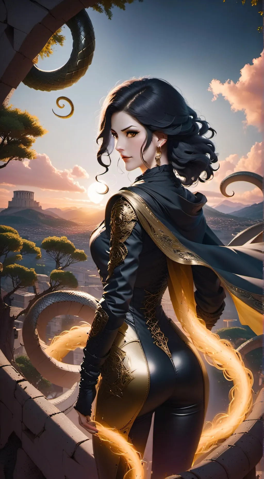 ai character: Medusa  background