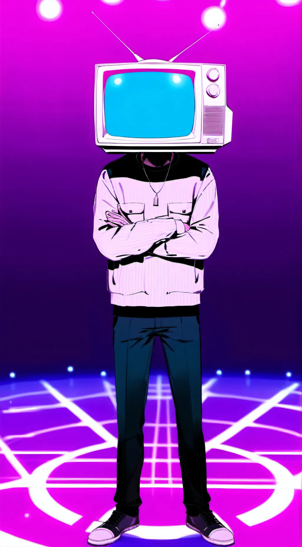 ai character: dark tv man background